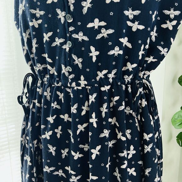 Loft Navy Blue & White Bumble Bee Soft Flowy Long Maxi Dress - Size Small - Picture 4 of 11
